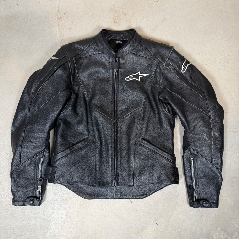Alpinestars Stella Black Leather Motorcycle Riding Jacket Womens Size 2 EUR 38